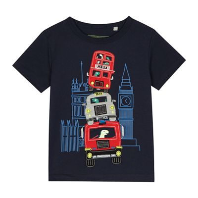 bluezoo - Boys' navy stacked car applique t-shirt