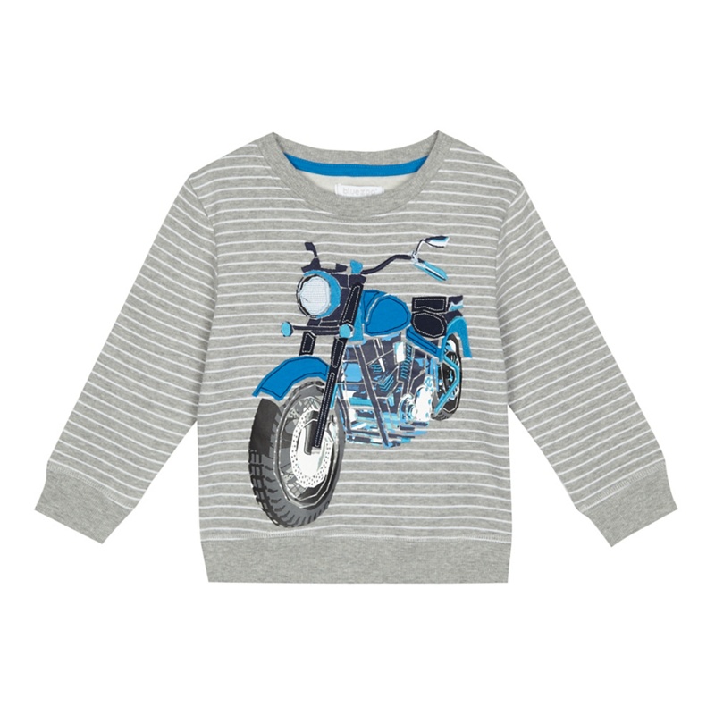 bluezoo - Boys' Grey Striped Motorbike Print Sweatshirt Review