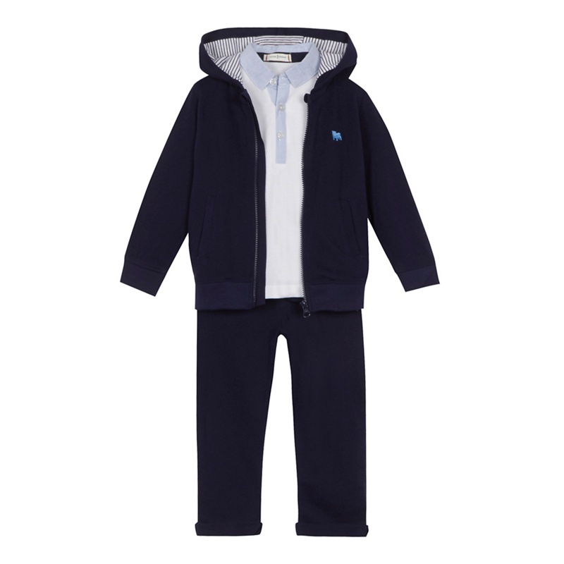 J by Jasper Conran - 'Boys' Blue Striped Trim Hoodie, Polo Shirt And Bottoms Set Review