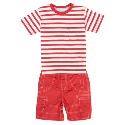 J by Jasper Conran Boys red and white t-shirt and shorts set