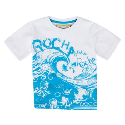 Boys white and blue wave print t-shirt