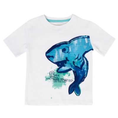 Boys white painted shark t-shirt