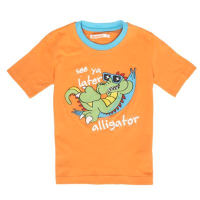 bluezoo Boys orange alligator print t-shirt
