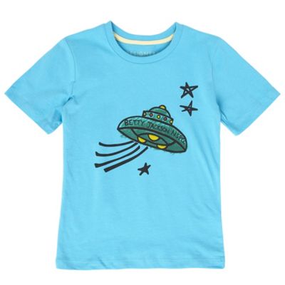 Betty Jackson.Black Boys turquoise space ship print charity t-shirt