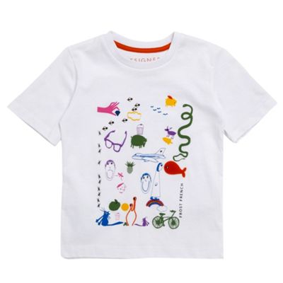 Girls white felt print charity t-shirt