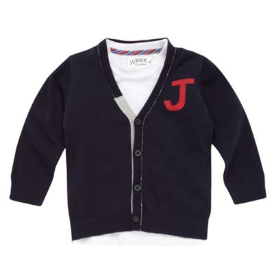 Boys navy cardigan and white t-shirt set