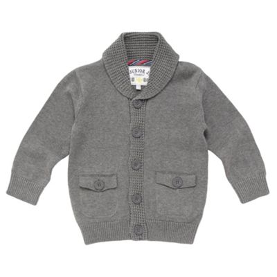 Boys Grey Shawl Collar Cardigan