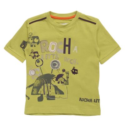 Boys lime robot print t-shirt