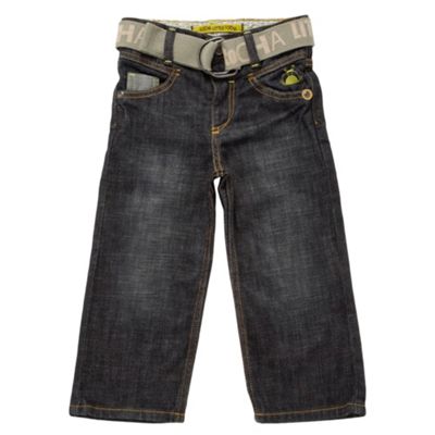 Boys dark blue reverse detail jeans