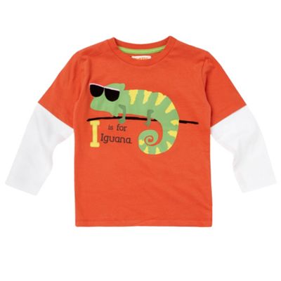 bluezoo Boys orange iguana print t-shirt