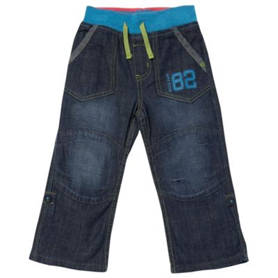 Boys blue ribbed waistband jeans