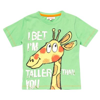 bluezoo Boys green giraffe print t-shirt