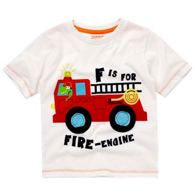 Boys ivory fire engine t-shirt