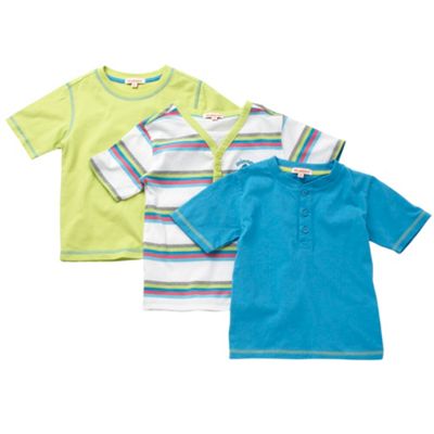 bluezoo Pack of three boys button neck t-shirts