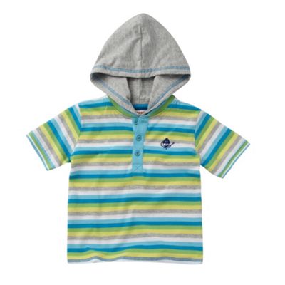 Boys blue striped hooded t-shirt