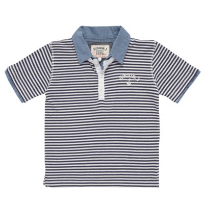 J by Jasper Conran Boys navy striped grandad neck t-shirt