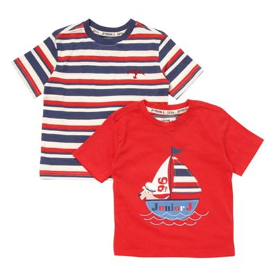 Boys pack of two boat and stripe printed t-shirts