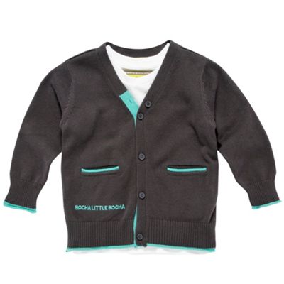 Boys grey cardigan and t-shirt set