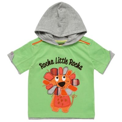Boys green hooded lion top