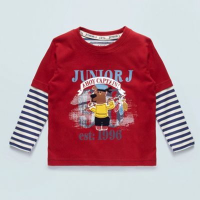 J by Jasper Conran Boys dark red Ahoy Captain! t-shirt