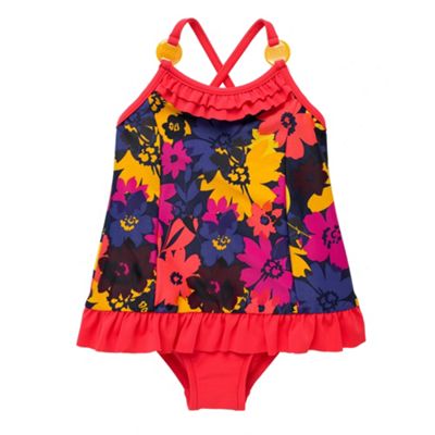 Multi coloured floral frill swimsuit