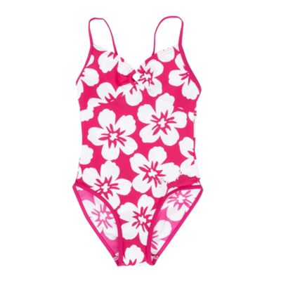 Pink hibiscus swimsuit