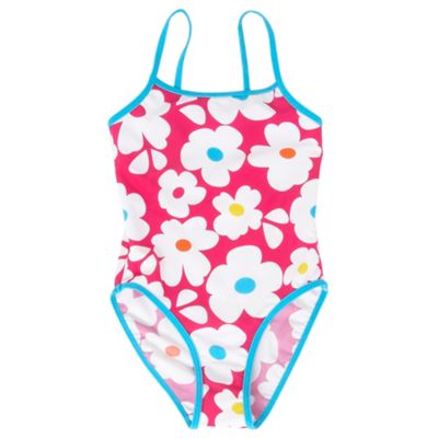 bluezoo Pink floral girls swimsuit