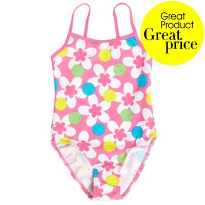bluezoo Girls pink flower swimsuit
