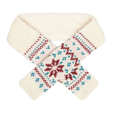 Girl's cream Fair Isle knitted scarf                                                                                            