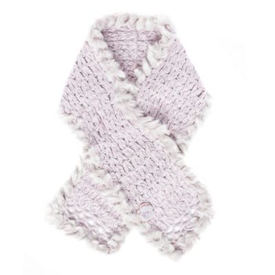 Girls lilac faux fur trim scarf