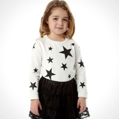 Girl's black star top, skirt and leggings set                                                                                   
