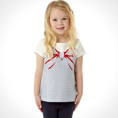 J by Jasper Conran Designer girls navy striped bow t-shirt