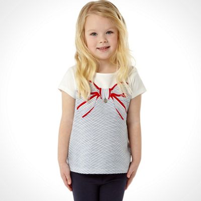 Designer girls navy striped bow t-shirt