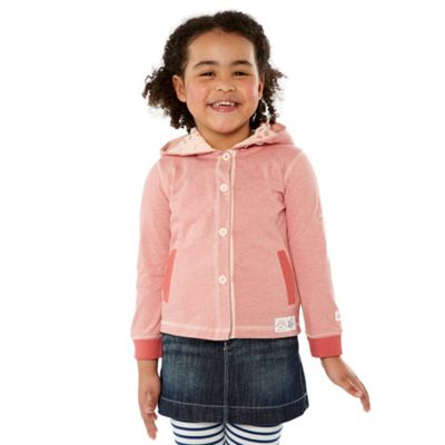 Girl's pink striped jersey hoodie                                                                                               