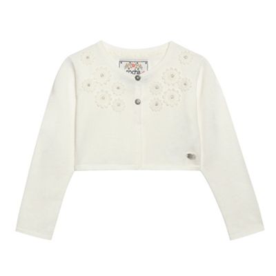 Girl's white crop flower cardigan                                                                                               