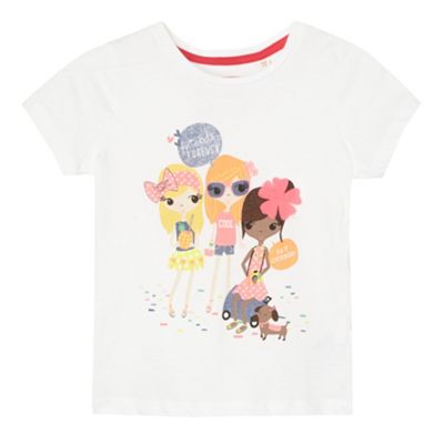 Girls white friends holiday printed t-shirt