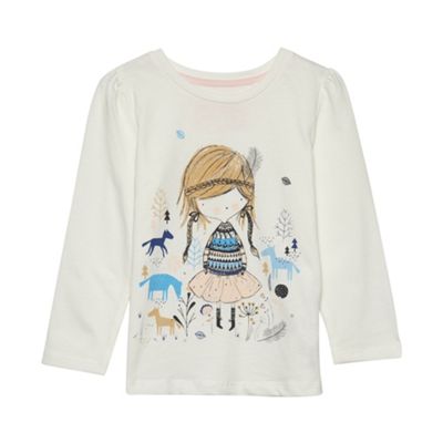 Girls white plaited girl t-shirt