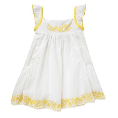White embroidered pocket dress