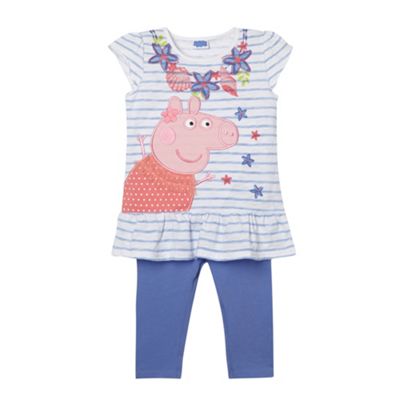 Peppa Pig Girls white striped Peppa Pig t-shirt and