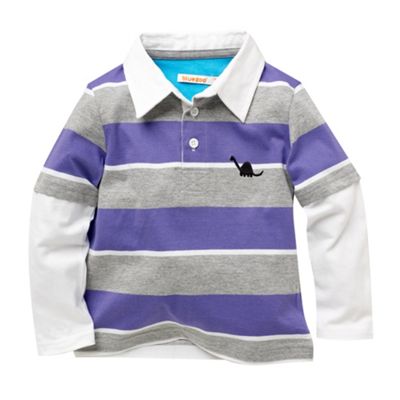 bluezoo Purple mock sleeve rugby shirt