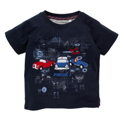 Navy car applique t-shirt