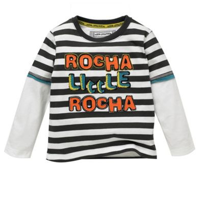 Grey striped logo top