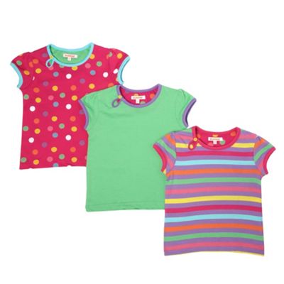 Pink pack of three girls spot print t-shirts