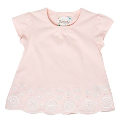 J by Jasper Conran Girls pink embellished scallop edge t-shirt