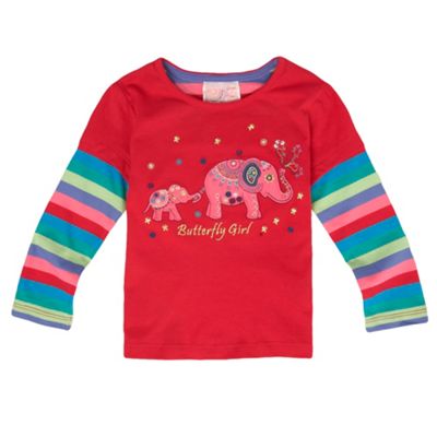 Red elephant embroidered t-shirt