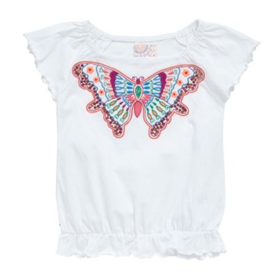 Girls white butterfly t-shirt