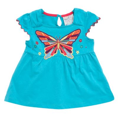 Girls turquoise short sleeved butterfly t-shirt