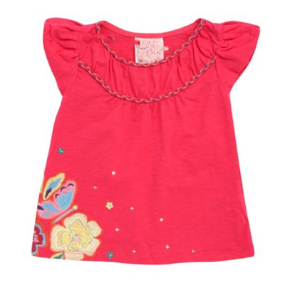 Girls pink flower and butterfly t-shirt