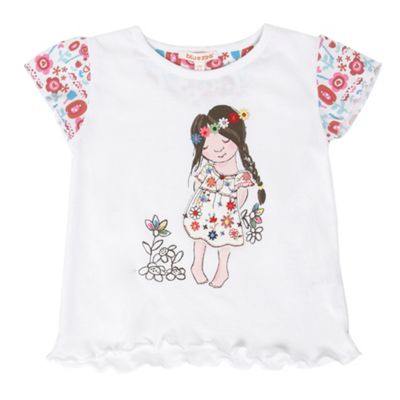 Girls white print t-shirt