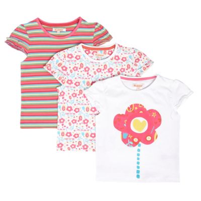 bluezoo Girls pack of three floral t-shirts